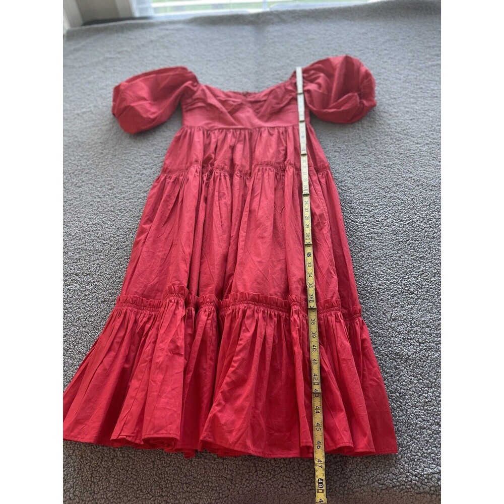 Anthropologie ATSU Dress Women 6 Red Off-The-Shoulder Preppy Poplin Sundress NWT - Picture 12 of 16